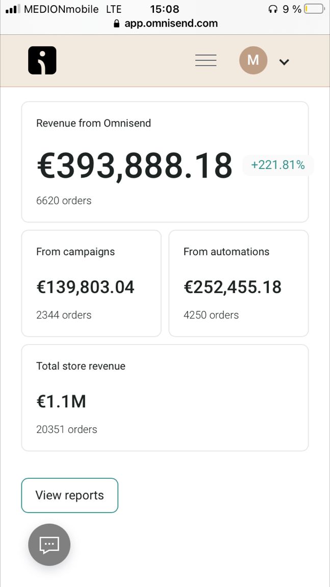 mobile screenshot of app.omnisend.com