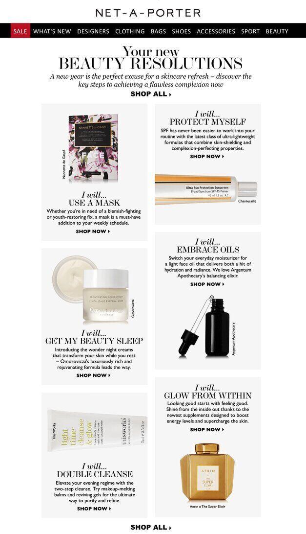net a porter new year email example