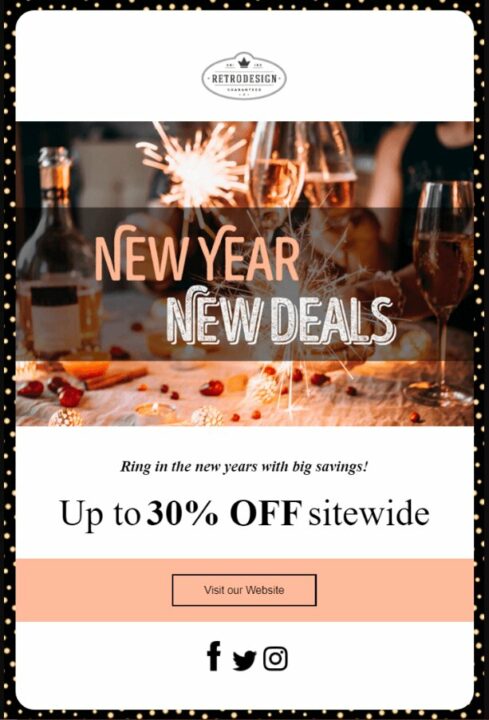 reto design new year email example