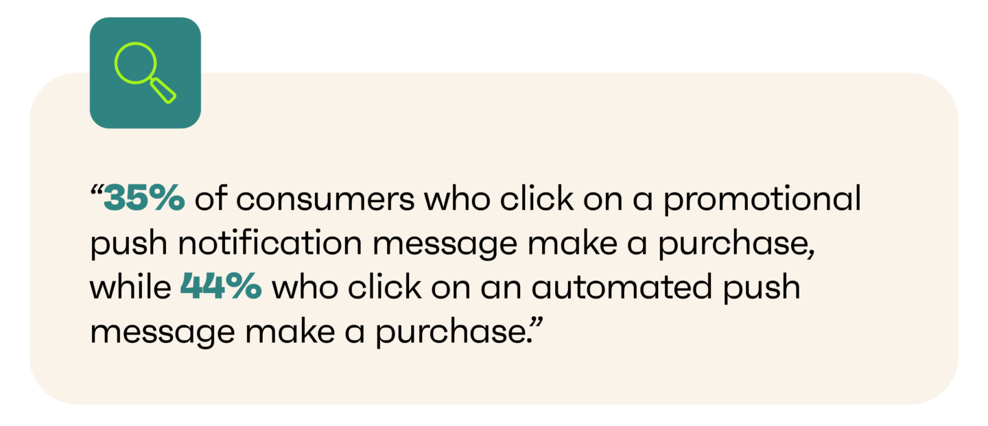 promotional push notification vs automated push notification statistics