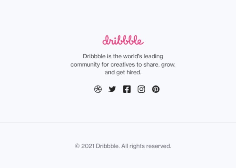 Dribbble email footer