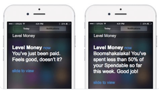 push notification by Level Money