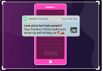 example of a push notification by Moneystream