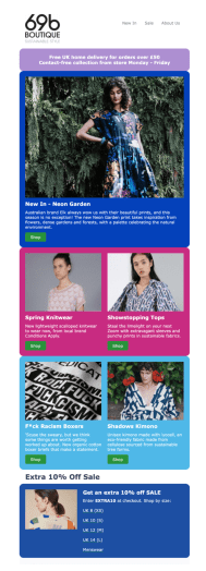 69b Boutique newsletter example