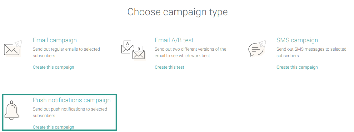 campaign types in Omnisend app