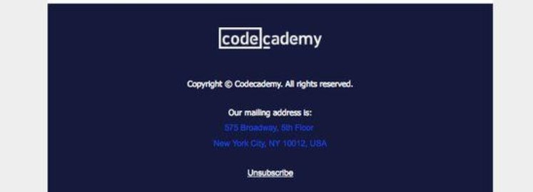Code Academy email footer