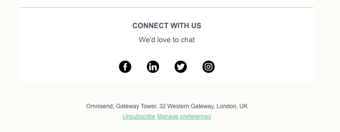 an example of email marketing footer by Omnisend