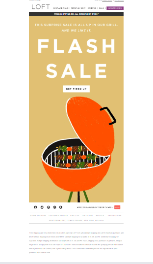 Flash sales email example