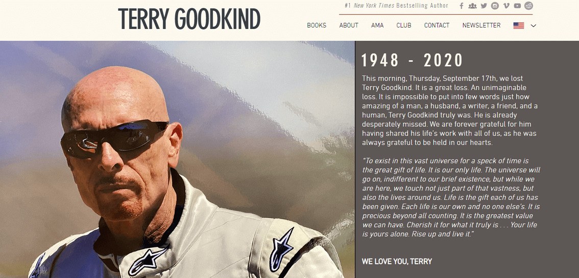 Wix stores examples: Terry Goodkind