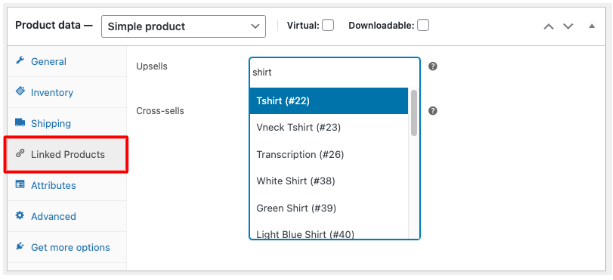 the option to choose between upsells and cross-sells