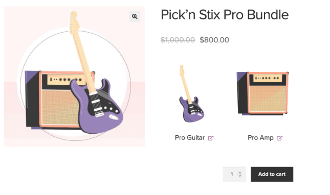 a product bundle that combines a guitar and an amplifier.