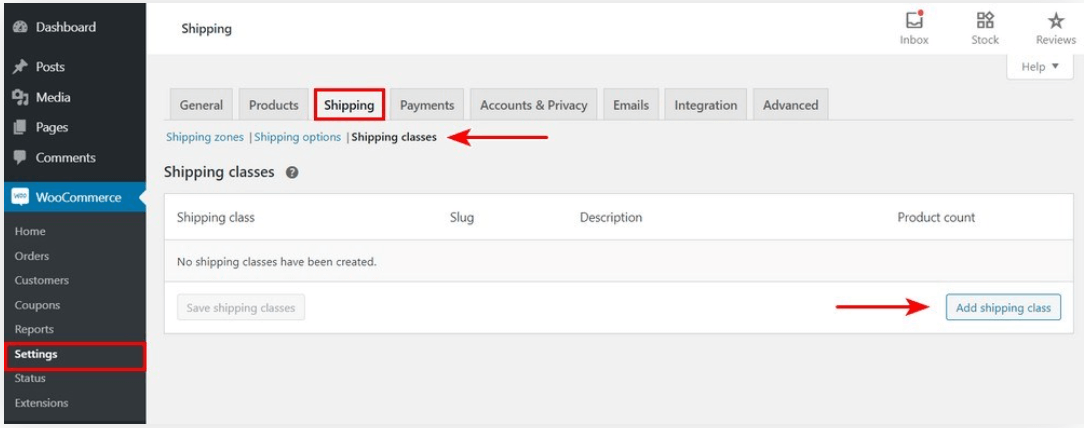 shipping options in Woocommerce