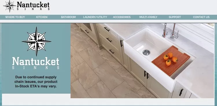 Wix stores examples: Nantucket Sink USA