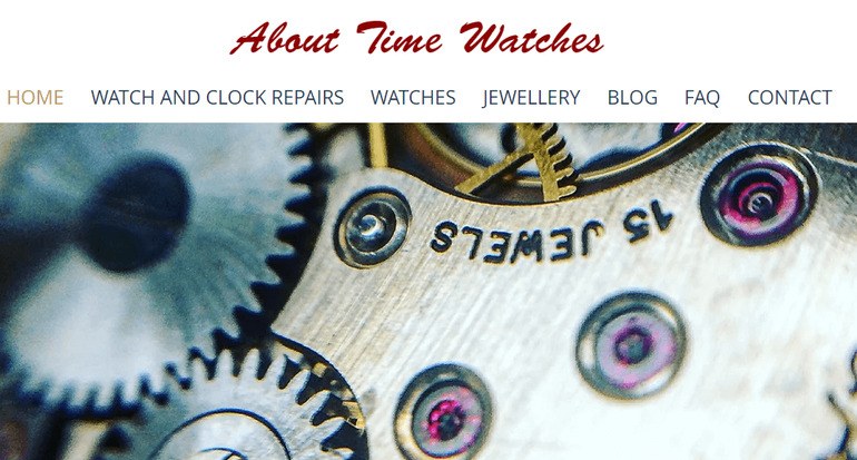 Wix stores examples: About Time Watches