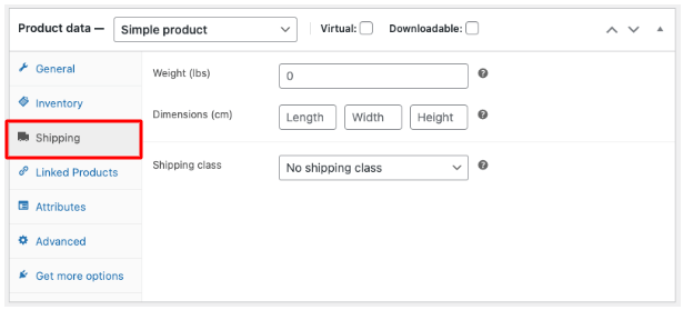 a typical shipping data page