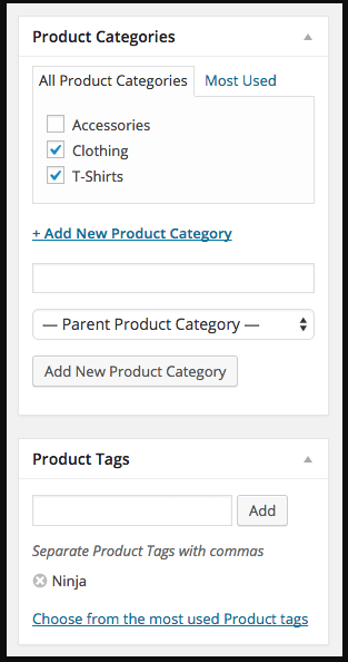 choosing of product categories