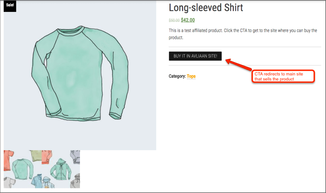 image of a product posted on WooCommerce with CTA that mentions the original site that sells the product