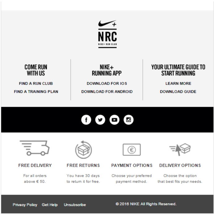Nike email footer