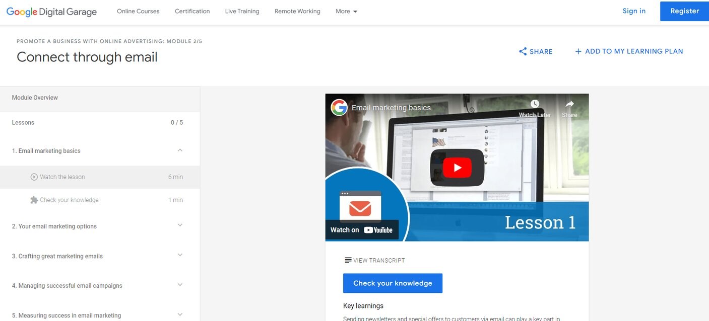 Google Digital Garage Email Marketing Basics