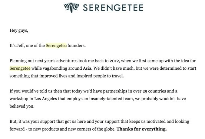 Brand story email