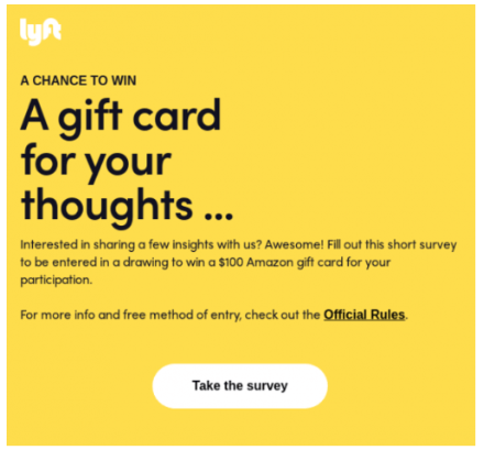 Surveys or feedback email