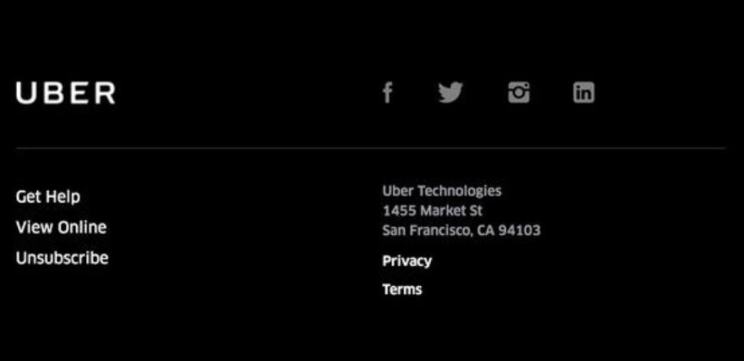 Uber email footer