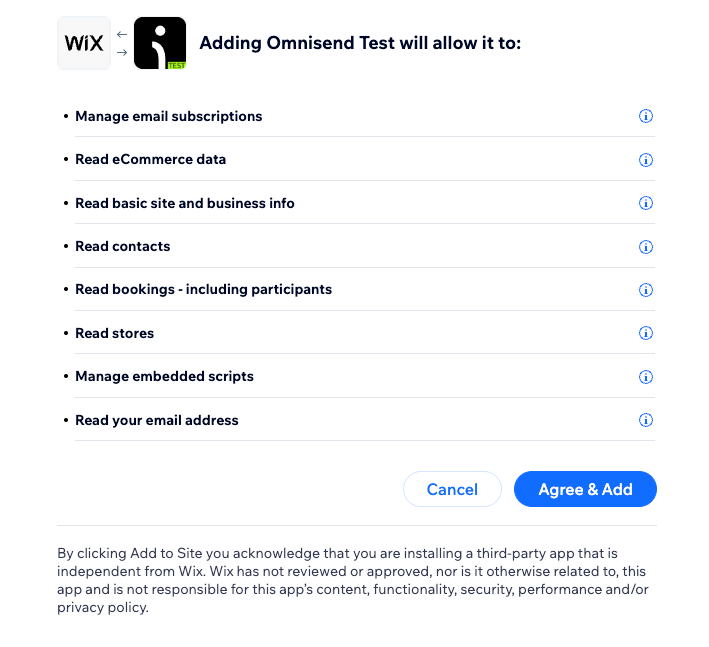 wix and omnisend connection