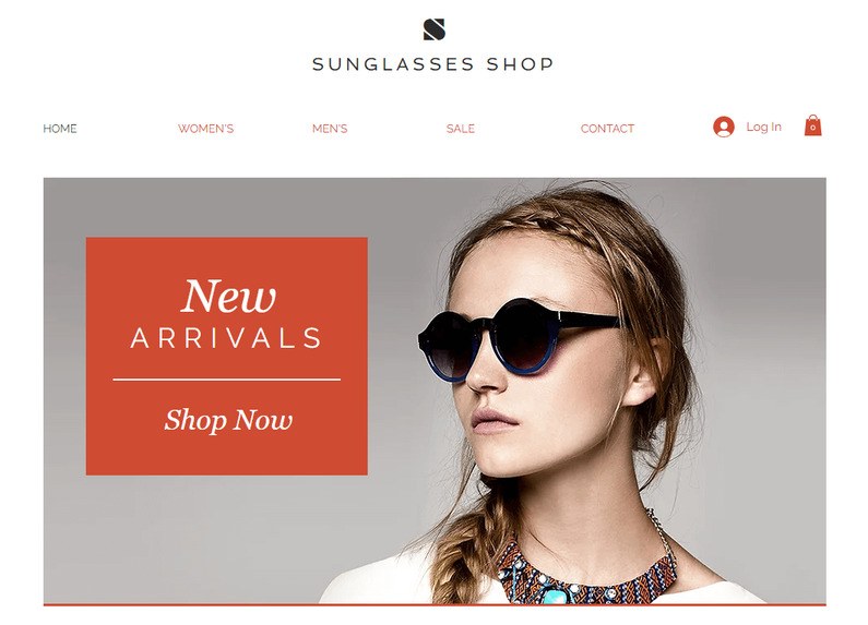 Sunglasses shop on Wix platform
