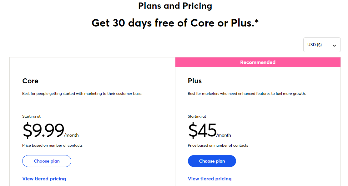 Constant Contact pricing