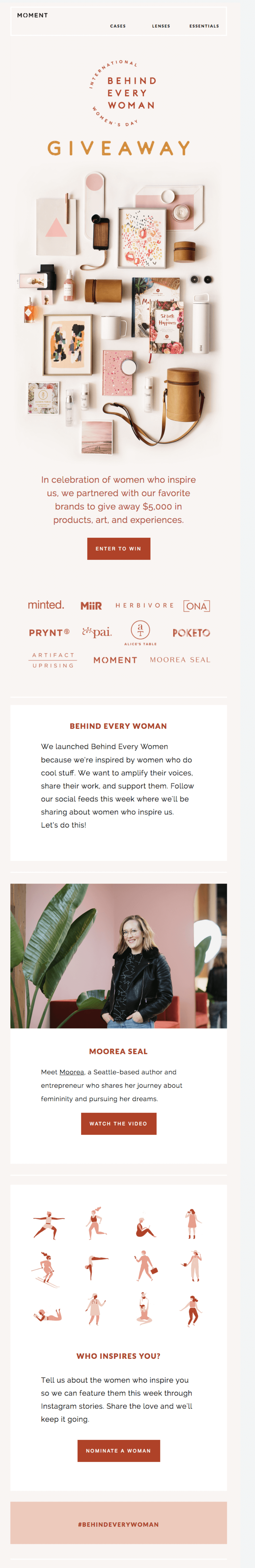 International Women's Day email example from Moment