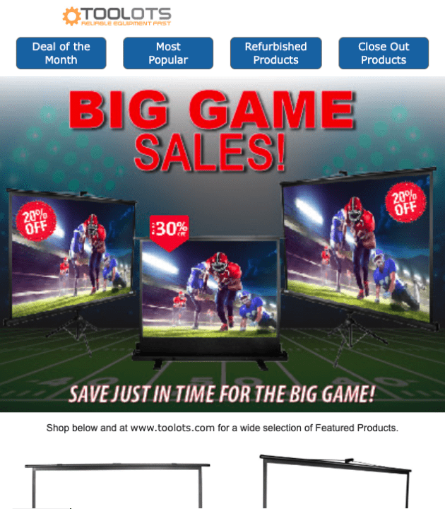 Big game email