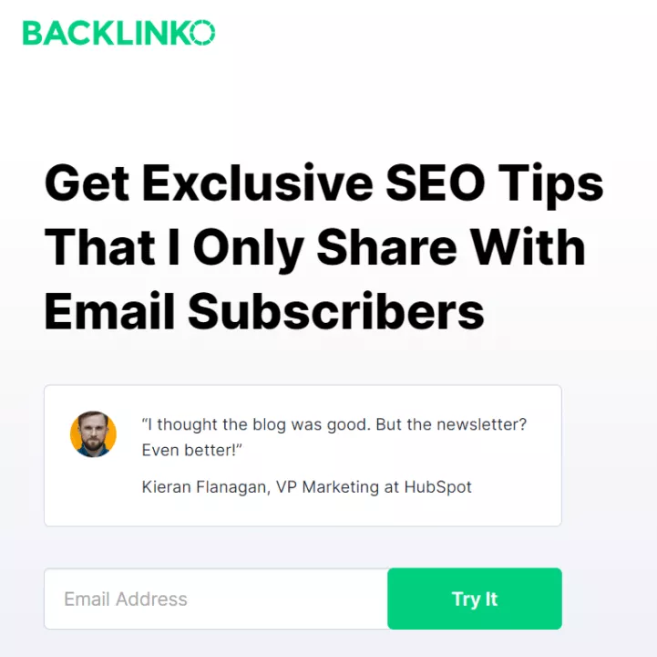 Backlinko email signup box