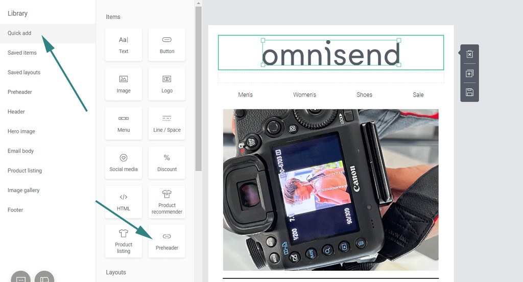 Omnisend email builder for WooCommerce