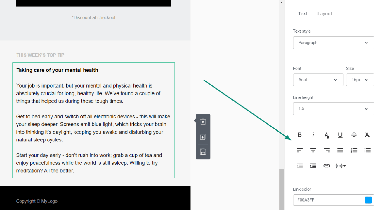 Add email preheader with Omnisend's email builder