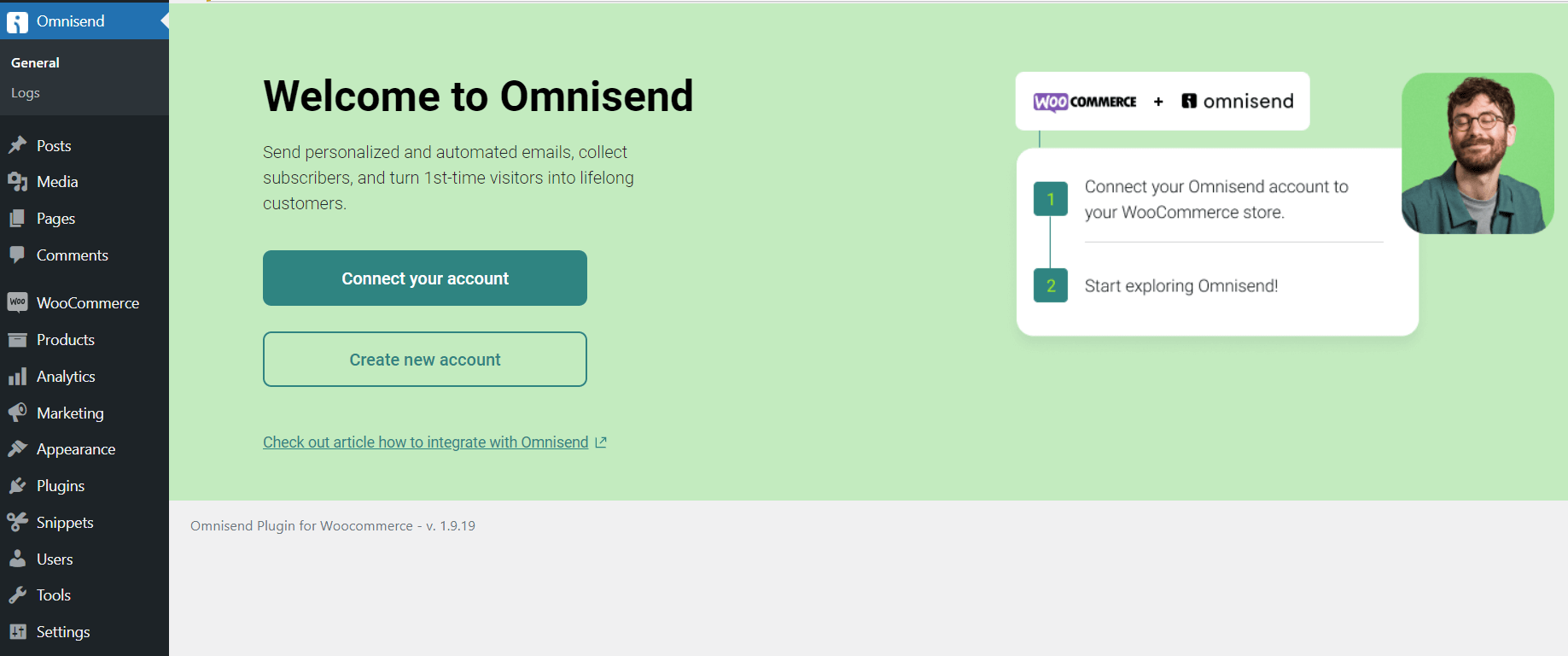 Omnisend dashboard wordpress