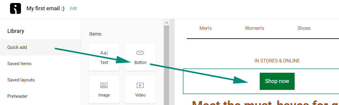 Add email cta with Omnisend's email builder