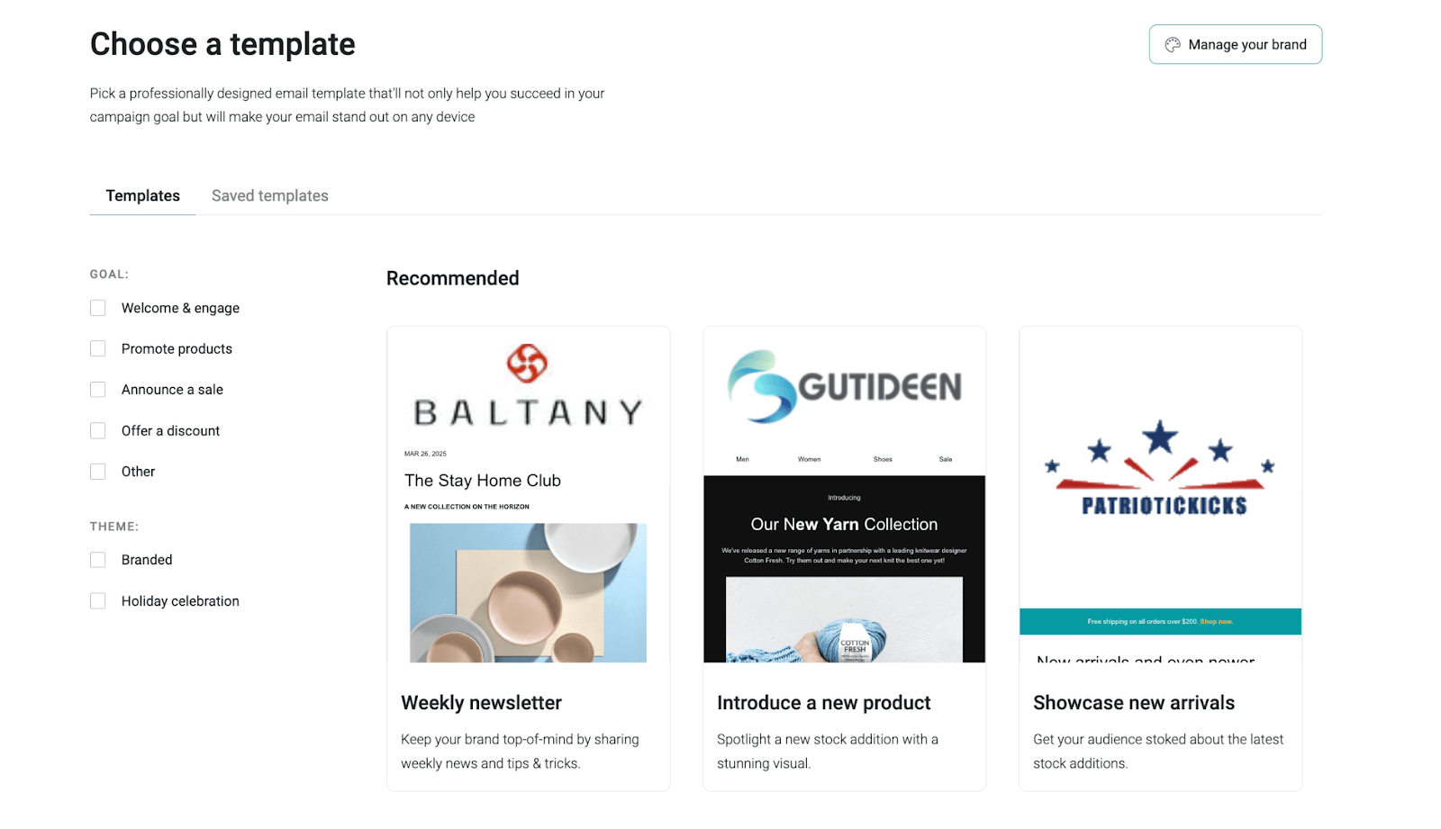 choose an email template