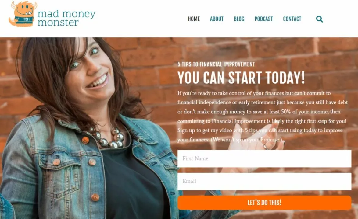 newsletter signup form by Mad Money Monster