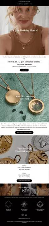 Email personalization: Rachel Jackson