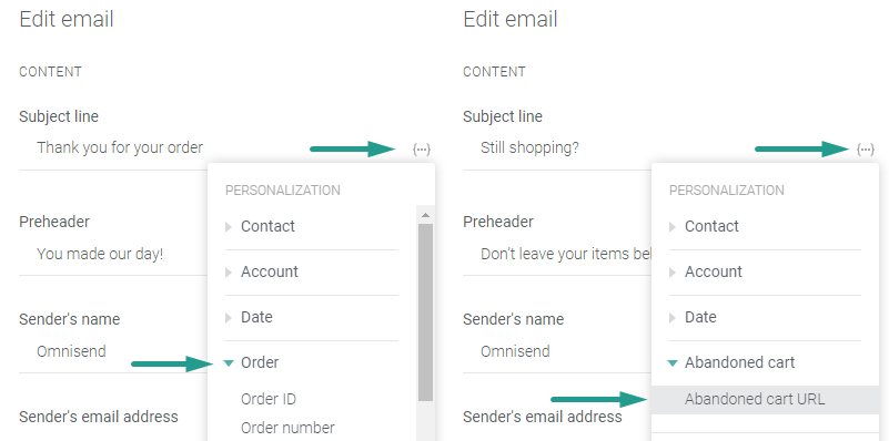 email content setup process