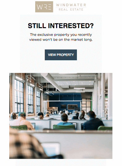Email personalization example: Windwater real estate