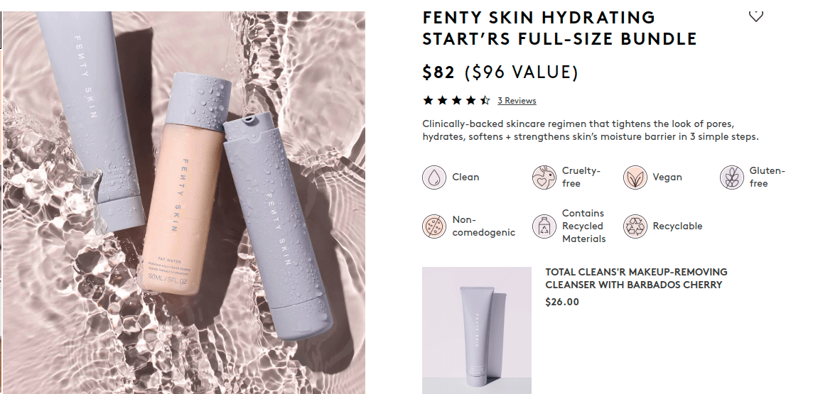 Bundle pricing example: Fenty Beauty