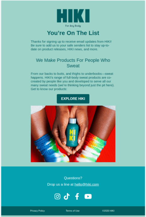 Hiki email inviting subscribers to explore a website
