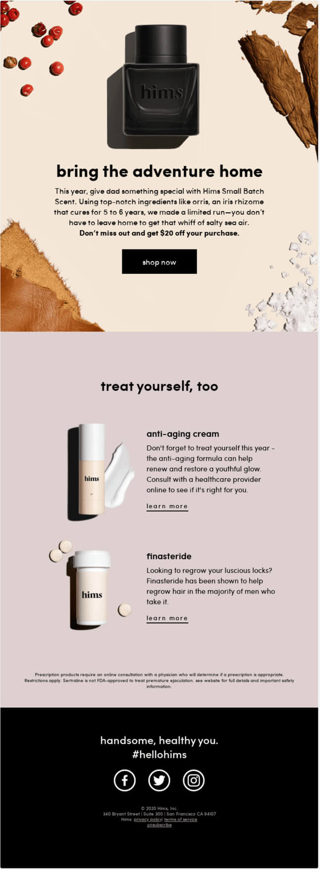 Hims: Skincare email example