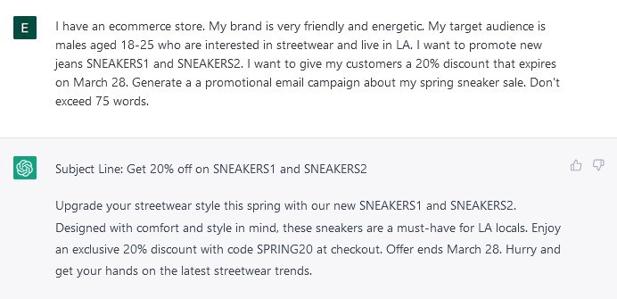 an example of email text generated by chatgpt