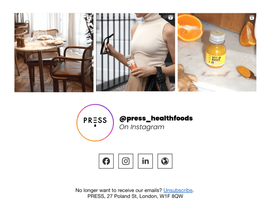 email with social media profiles