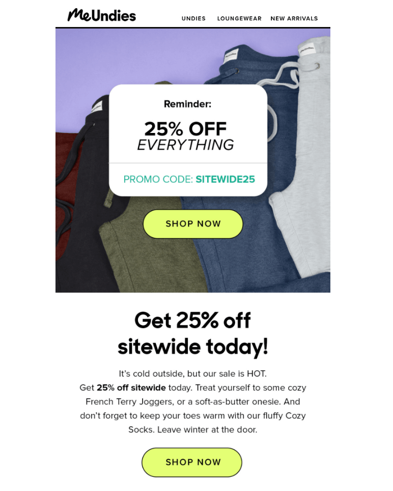 good example of a clear and fresh email design