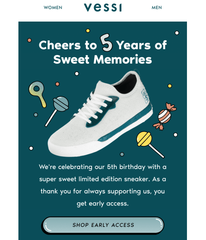email with an early access to shop