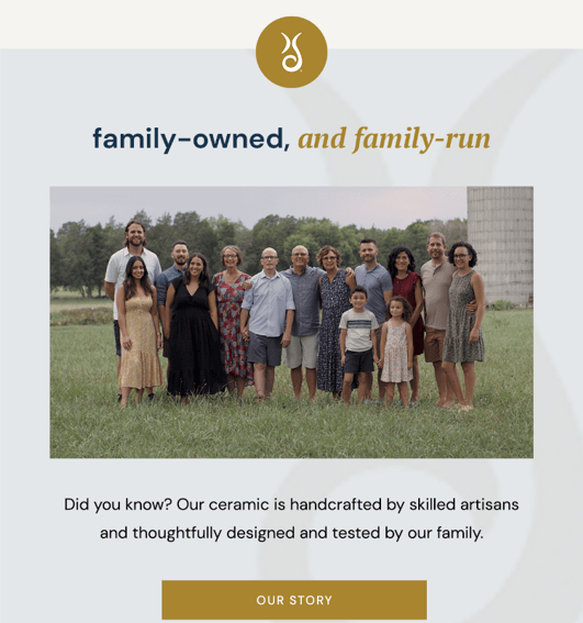 email newsletter sharing a brand story