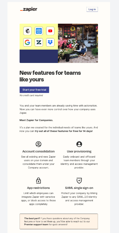 product updates email